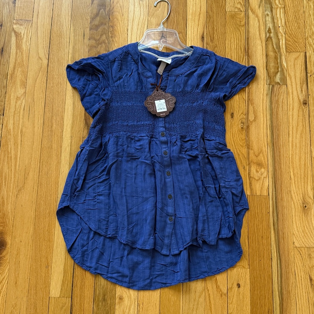 NWT Knox Rose Indigo Button-Up Blouse Size S
